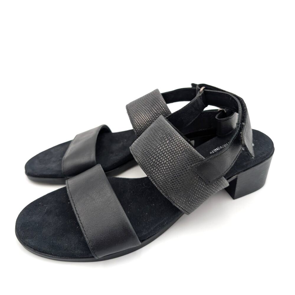Munro Kristal Heeled Sandal Adjustable Women's Black Leather Size US7.5 SS EU38